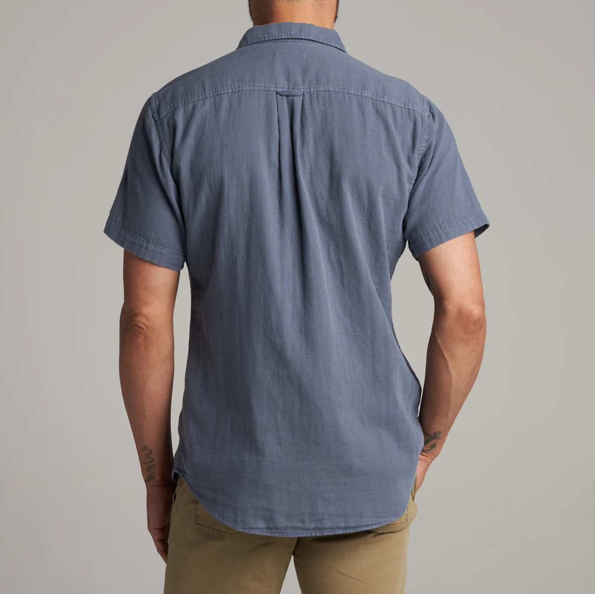 Double Layer Cotton Gauze Mens Short Sleeve Shirt